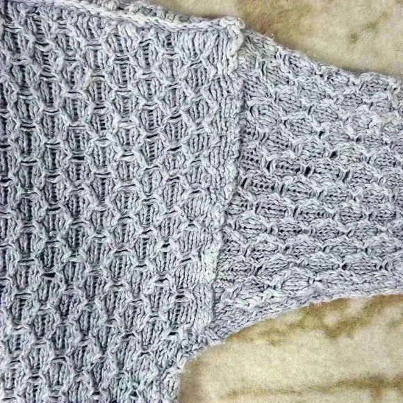 PILCRO High Low Cropped Crochet Waffle Knit Long Sleeve Sweater Women Small - Picture 6 of 12